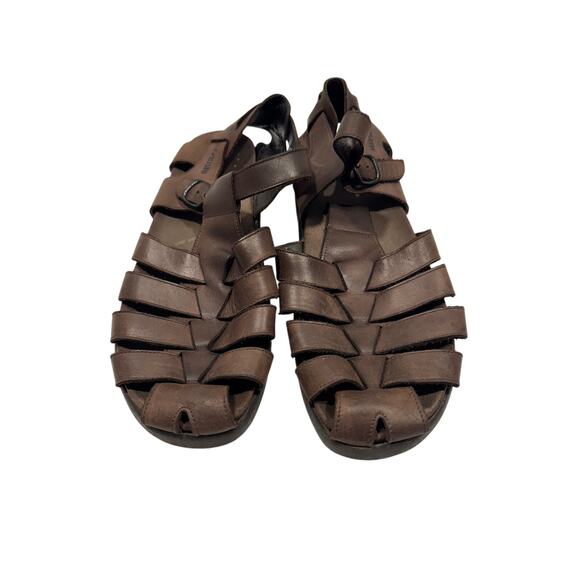 Mephisto Sam Leather Fisherman Sandals Men\'s Size 12US /‎ 46EU Brown Buckle Flat main image 5